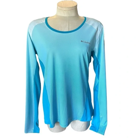 Columbia Women’s Long Sleeve Teal Blue Omni-Shade UV Protection Top Large - Picture 1 of 9